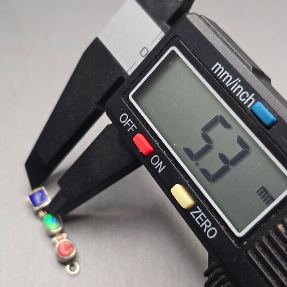 Antique Sterling Silver Multistone Pendant Sponge Coral Opal Lapis Lazuli Hinged - Picture 11 of 12